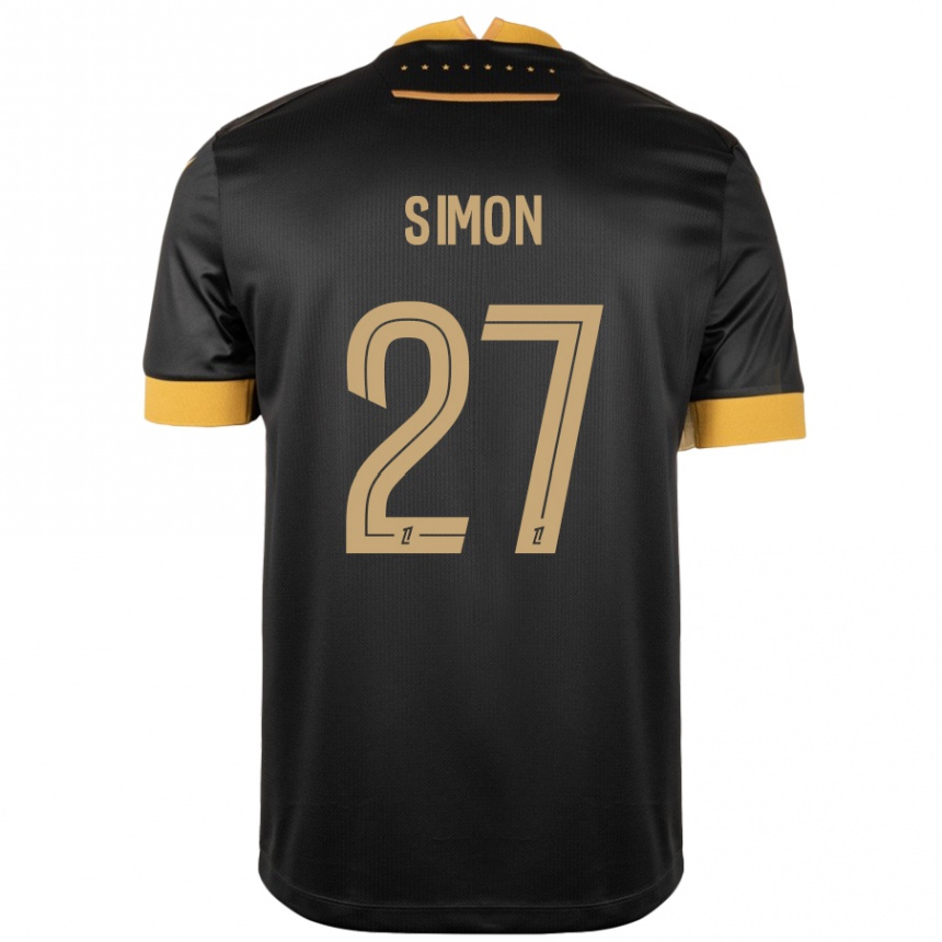 Kids Football Moses Simon #27 Black Brown Away Jersey 2024/25 T-Shirt Nz