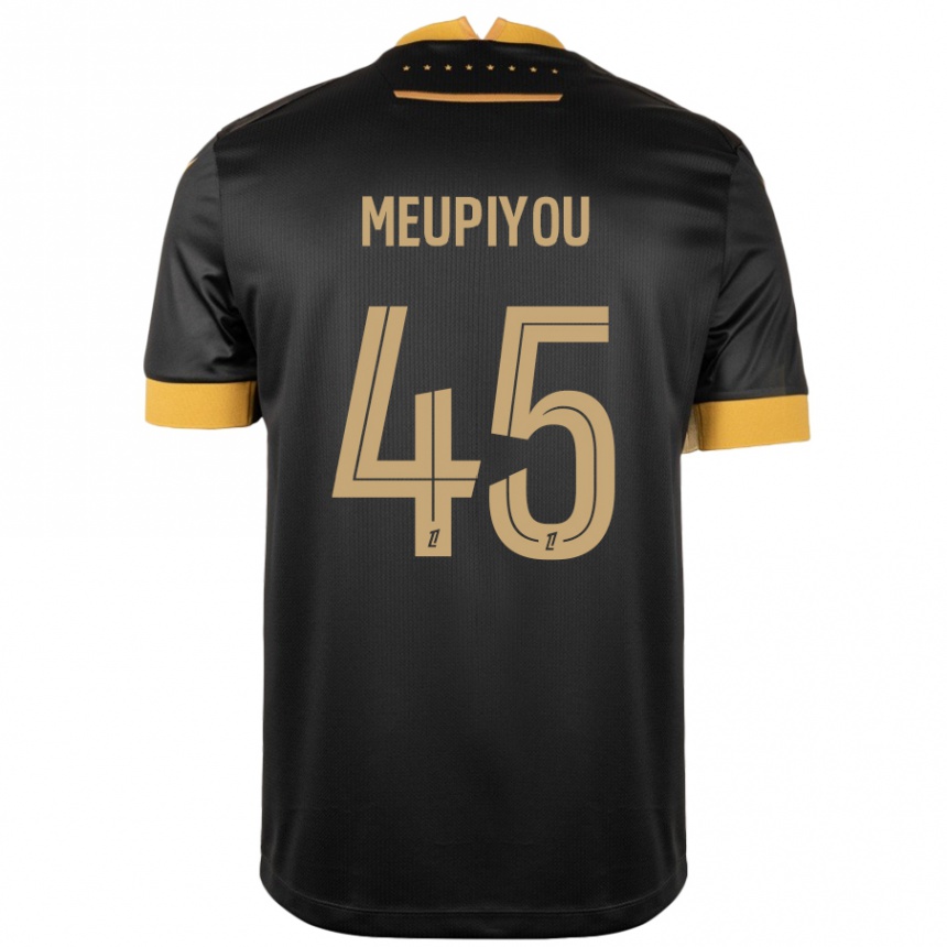 Kids Football Bastien Meupiyou #45 Black Brown Away Jersey 2024/25 T-Shirt Nz