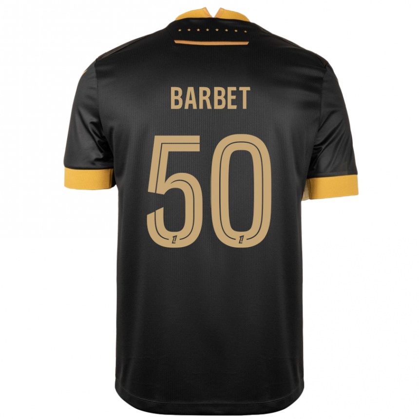 Kids Football Hugo Barbet #50 Black Brown Away Jersey 2024/25 T-Shirt Nz