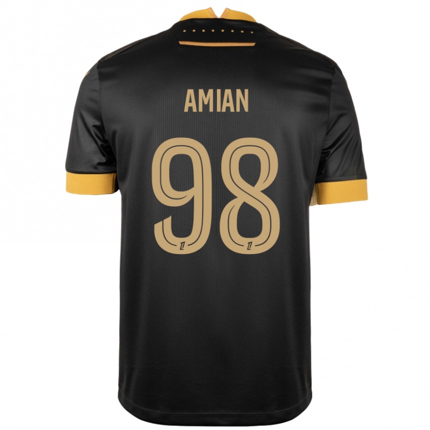 Kids Football Kelvin Amian #98 Black Brown Away Jersey 2024/25 T-Shirt Nz