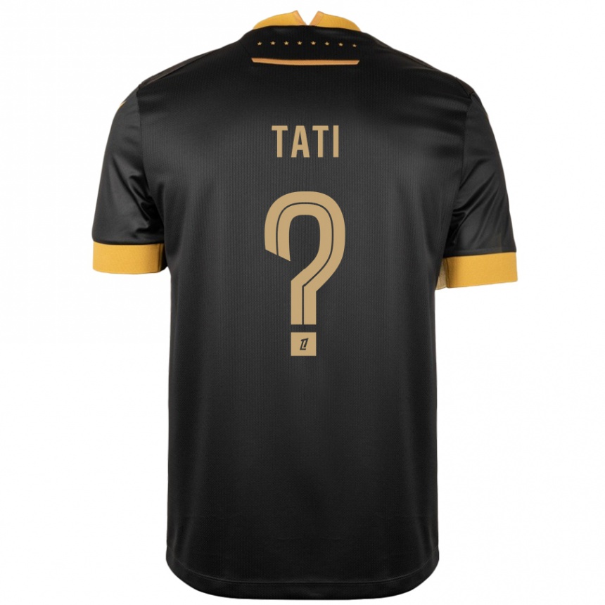 Kids Football Tylel Tati #0 Black Brown Away Jersey 2024/25 T-Shirt Nz