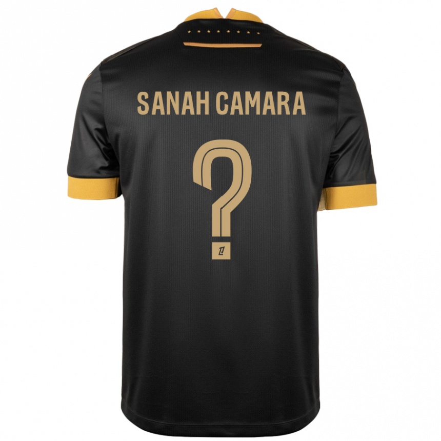 Kids Football Sanah Camara #0 Black Brown Away Jersey 2024/25 T-Shirt Nz