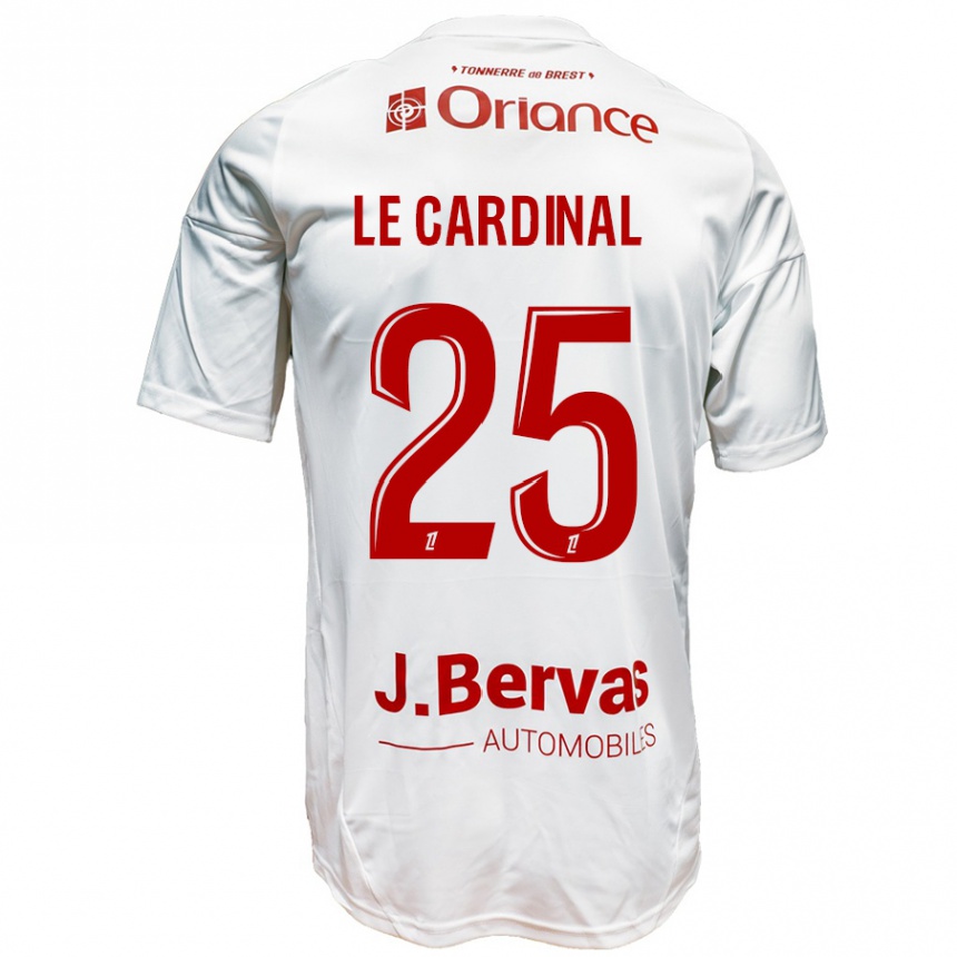 Kids Football Julien Le Cardinal #25 White Red Away Jersey 2024/25 T-Shirt Nz