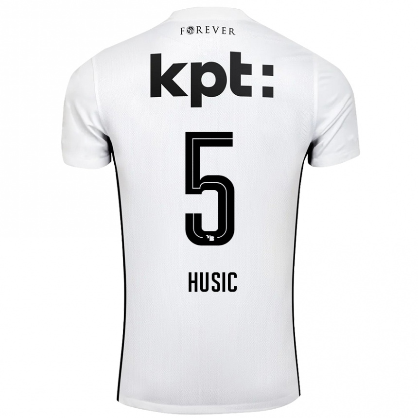 Kids Football Anel Husic #5 White Black Away Jersey 2024/25 T-Shirt Nz