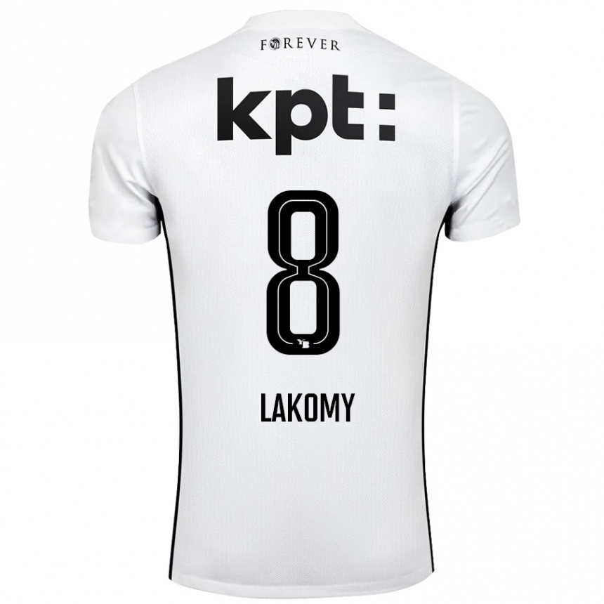 Kids Football Lukasz Lakomy #8 White Black Away Jersey 2024/25 T-Shirt Nz