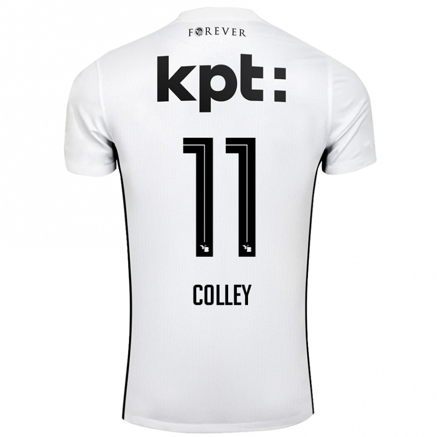 Kids Football Ebrima Colley #11 White Black Away Jersey 2024/25 T-Shirt Nz