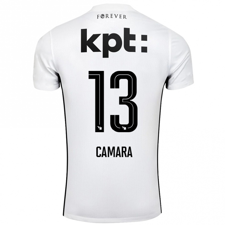 Kids Football Mohamed Camara #13 White Black Away Jersey 2024/25 T-Shirt Nz