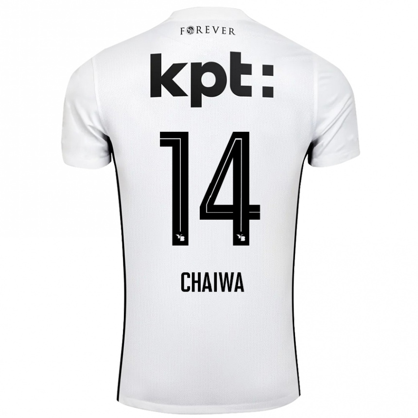 Kids Football Miguel Chaiwa #14 White Black Away Jersey 2024/25 T-Shirt Nz