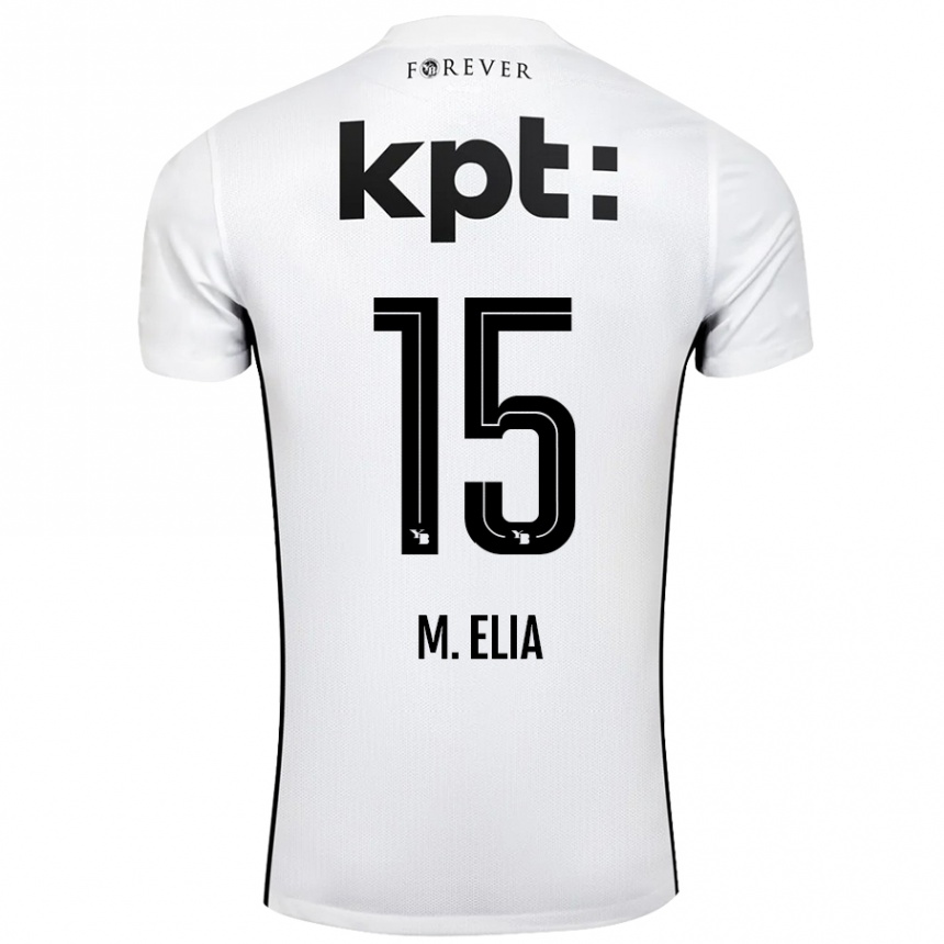 Kids Football Meschack Elia #15 White Black Away Jersey 2024/25 T-Shirt Nz