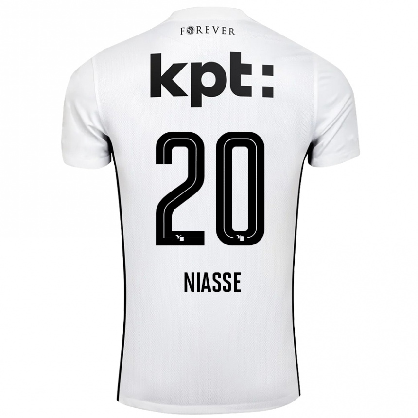 Kids Football Cheikh Niasse #20 White Black Away Jersey 2024/25 T-Shirt Nz