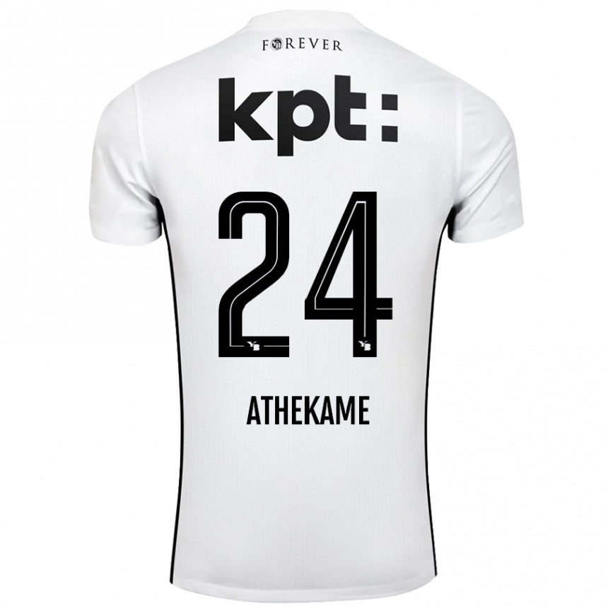 Kids Football Zachary Athekame #24 White Black Away Jersey 2024/25 T-Shirt Nz