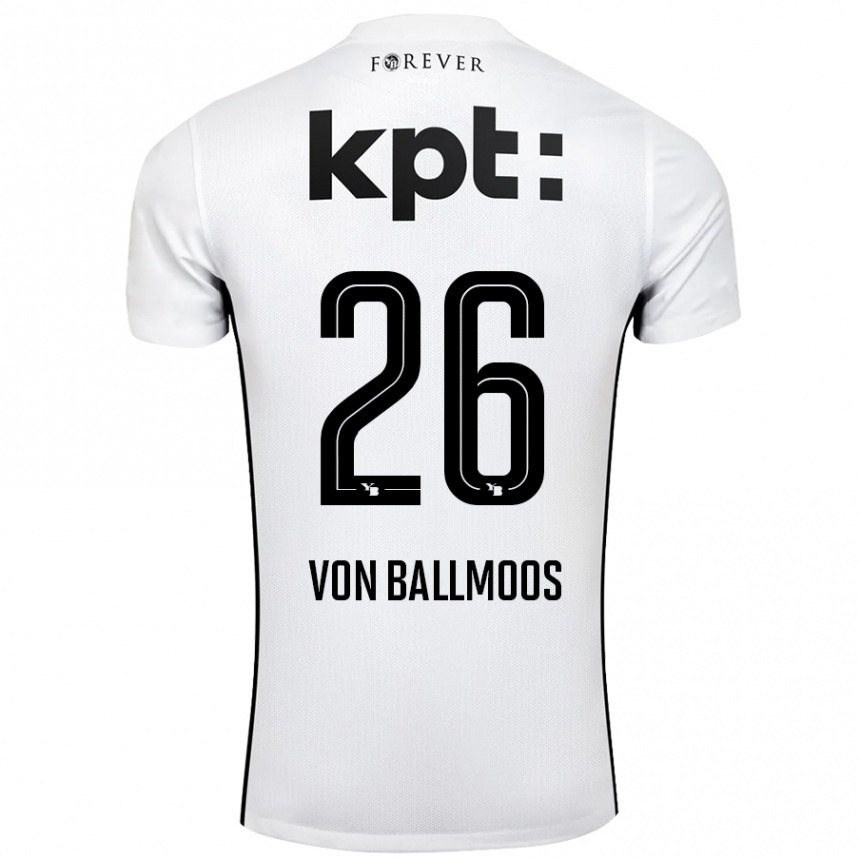 Kids Football David Von Ballmoos #26 White Black Away Jersey 2024/25 T-Shirt Nz