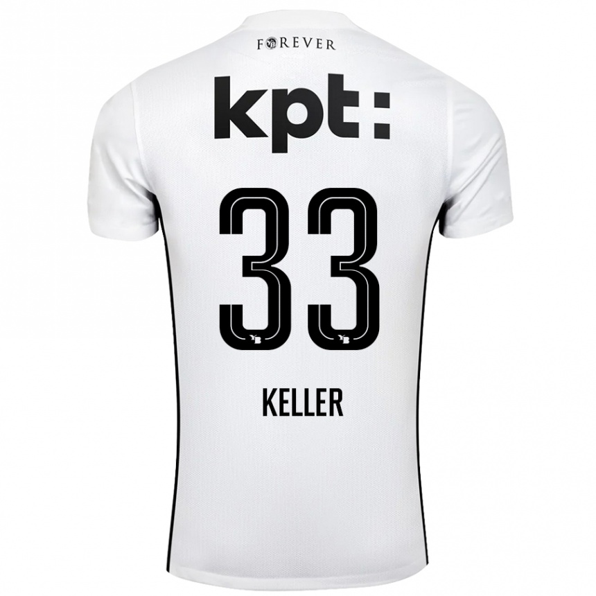 Kids Football Marvin Keller #33 White Black Away Jersey 2024/25 T-Shirt Nz