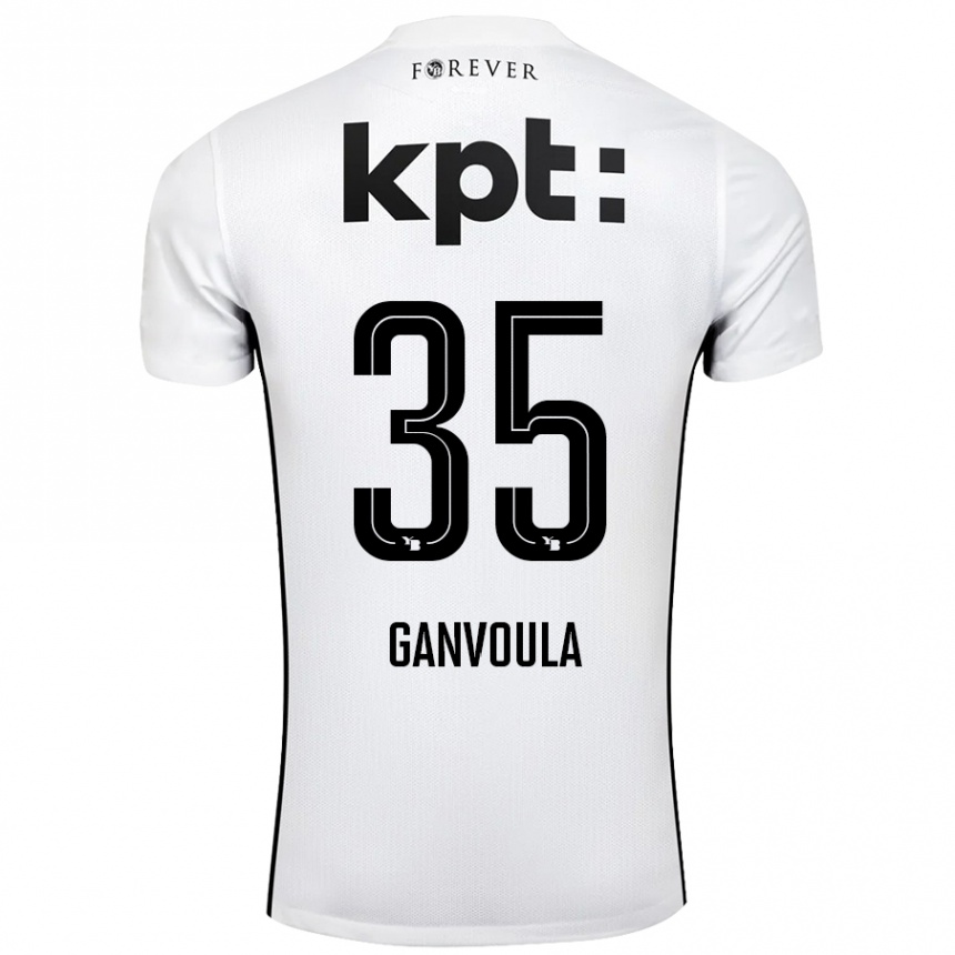 Kids Football Silvere Ganvoula #35 White Black Away Jersey 2024/25 T-Shirt Nz