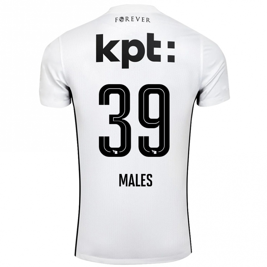 Kids Football Darian Males #39 White Black Away Jersey 2024/25 T-Shirt Nz