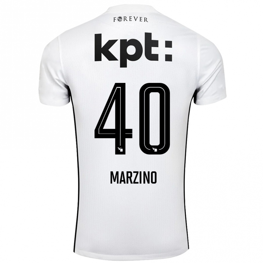 Kids Football Dario Marzino #40 White Black Away Jersey 2024/25 T-Shirt Nz