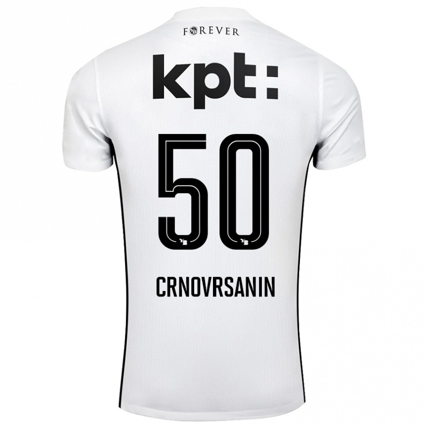 Kids Football Sadin Crnovrsanin #50 White Black Away Jersey 2024/25 T-Shirt Nz