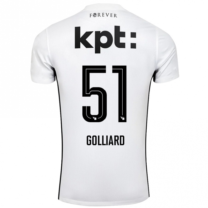 Kids Football Théo Golliard #51 White Black Away Jersey 2024/25 T-Shirt Nz