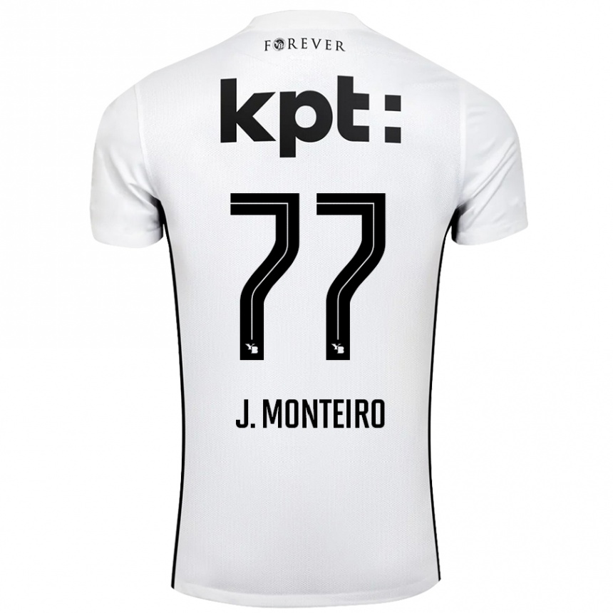 Kids Football Joël Monteiro #77 White Black Away Jersey 2024/25 T-Shirt Nz