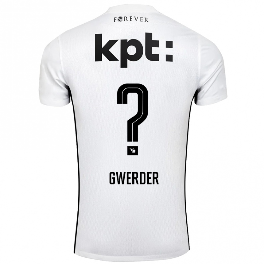 Kids Football Fabrice Gwerder #0 White Black Away Jersey 2024/25 T-Shirt Nz