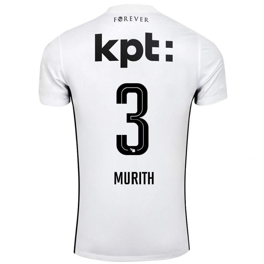 Kids Football Tom Murith #3 White Black Away Jersey 2024/25 T-Shirt Nz