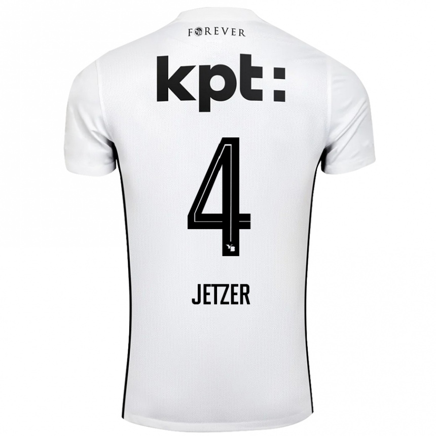 Kids Football Lorin Jetzer #4 White Black Away Jersey 2024/25 T-Shirt Nz