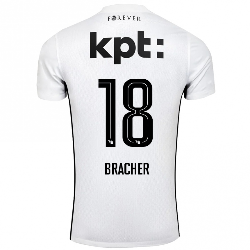 Kids Football Jasha Bracher #18 White Black Away Jersey 2024/25 T-Shirt Nz