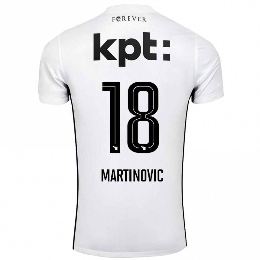 Kids Football Denis Martinovic #18 White Black Away Jersey 2024/25 T-Shirt Nz