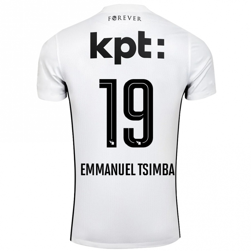 Kids Football Felix Emmanuel Tsimba #19 White Black Away Jersey 2024/25 T-Shirt Nz