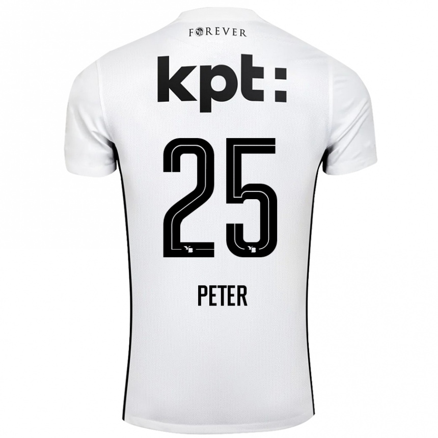 Kids Football Luc Peter #25 White Black Away Jersey 2024/25 T-Shirt Nz