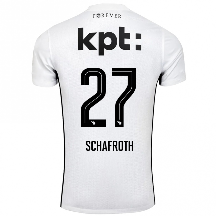 Kids Football Reto Schafroth #27 White Black Away Jersey 2024/25 T-Shirt Nz