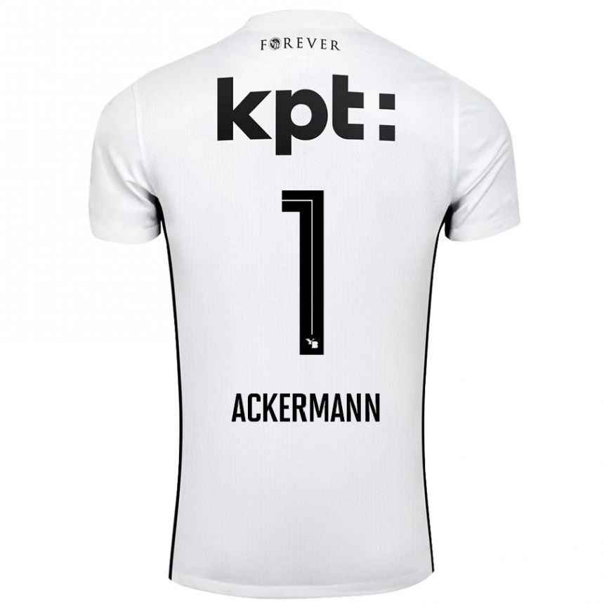 Kids Football Jara Ackermann #1 White Black Away Jersey 2024/25 T-Shirt Nz