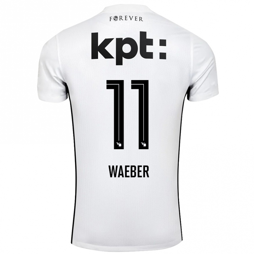 Kids Football Stéphanie Waeber #11 White Black Away Jersey 2024/25 T-Shirt Nz