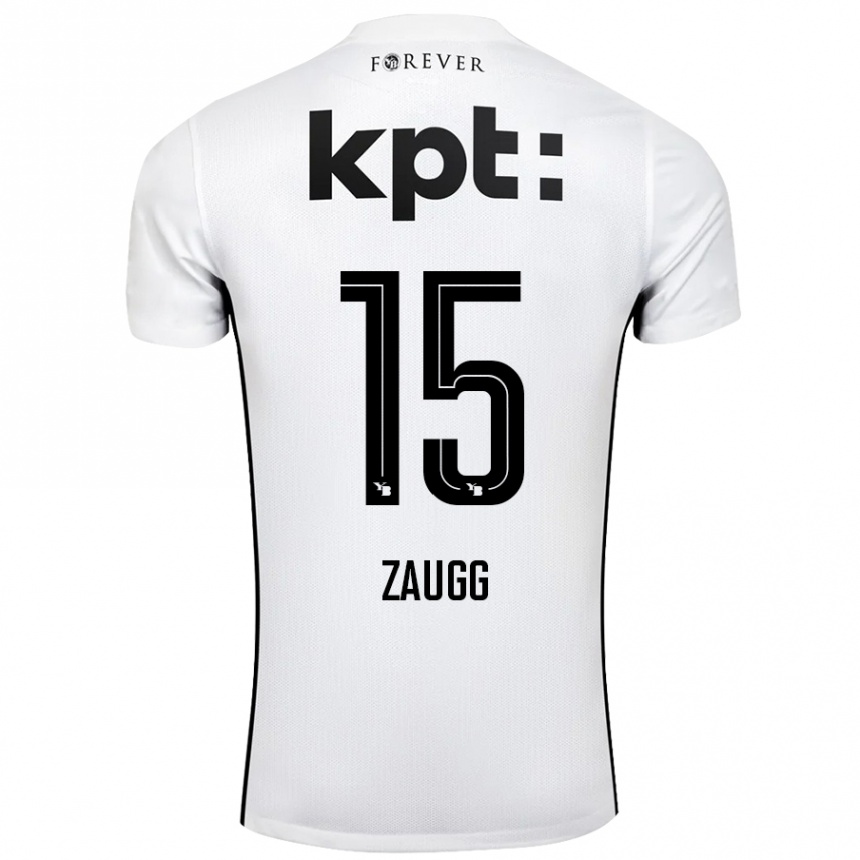 Kids Football Leana Zaugg #15 White Black Away Jersey 2024/25 T-Shirt Nz