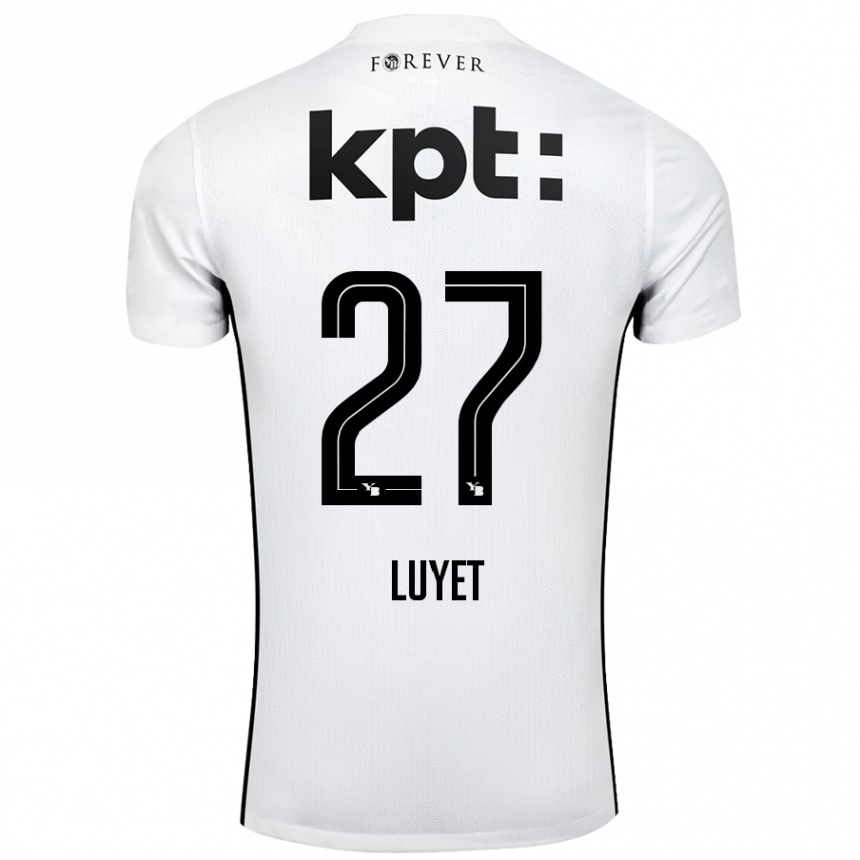 Kids Football Naomi Luyet #27 White Black Away Jersey 2024/25 T-Shirt Nz