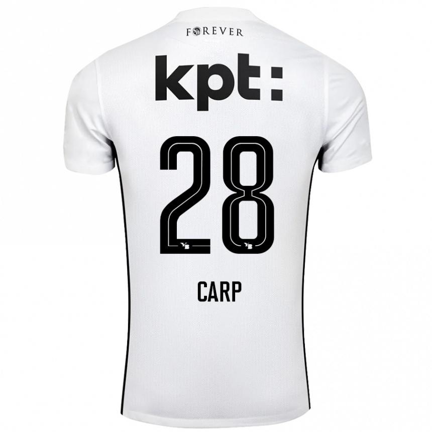 Kids Football Cristina Carp #28 White Black Away Jersey 2024/25 T-Shirt Nz