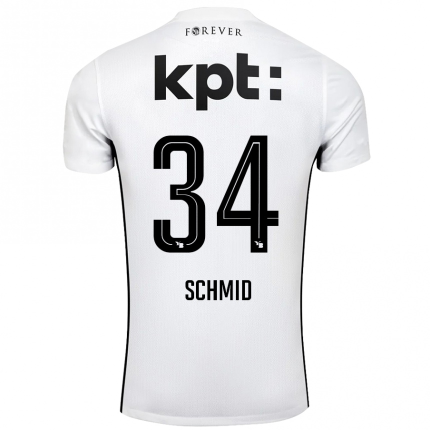 Kids Football Céline Schmid #34 White Black Away Jersey 2024/25 T-Shirt Nz