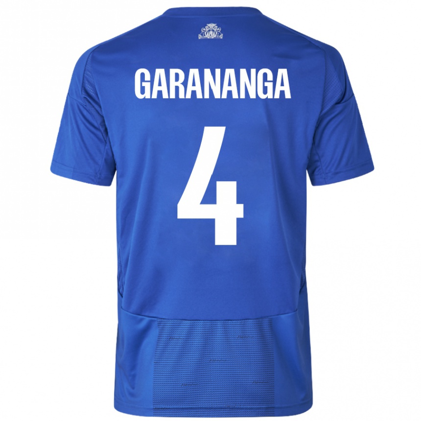 Kids Football Munashe Garananga #4 White Blue Away Jersey 2024/25 T-Shirt Nz