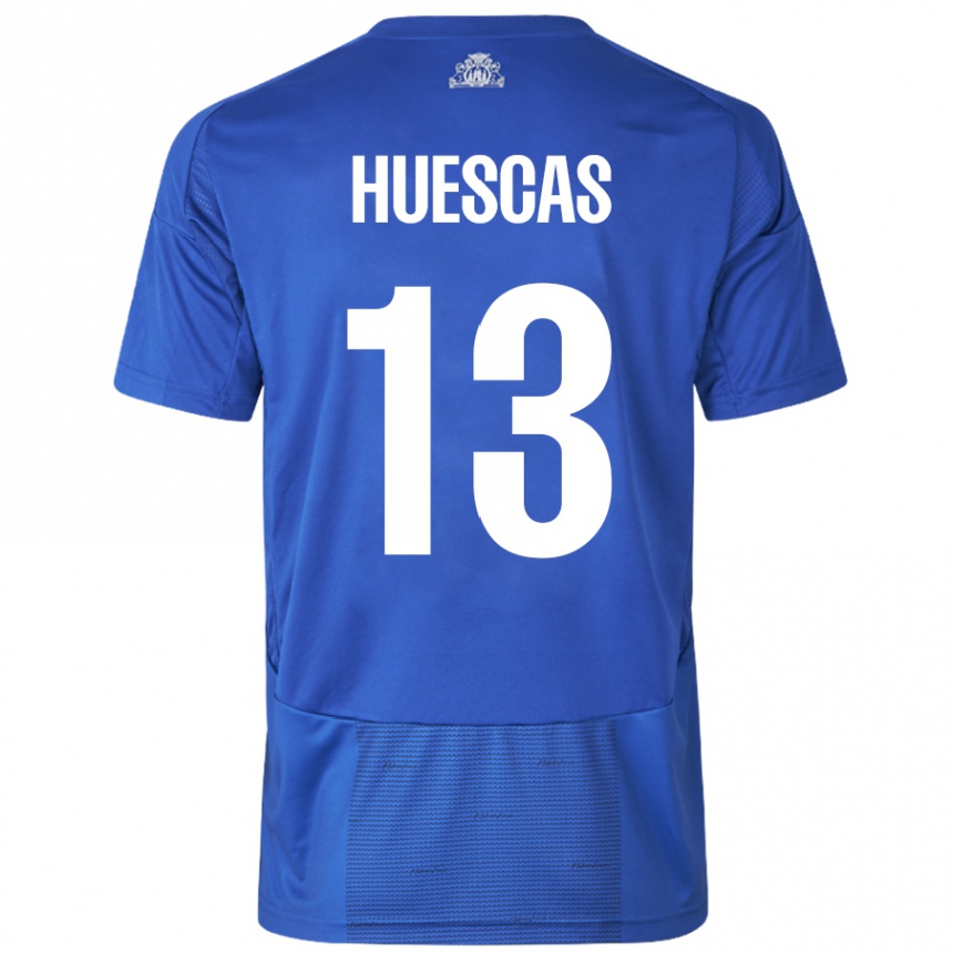 Kids Football Rodrigo Huescas #13 White Blue Away Jersey 2024/25 T-Shirt Nz