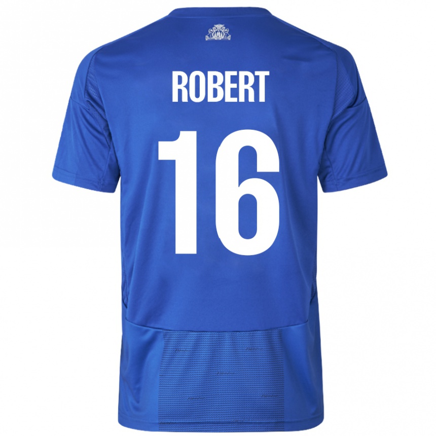 Kids Football Robert #16 White Blue Away Jersey 2024/25 T-Shirt Nz