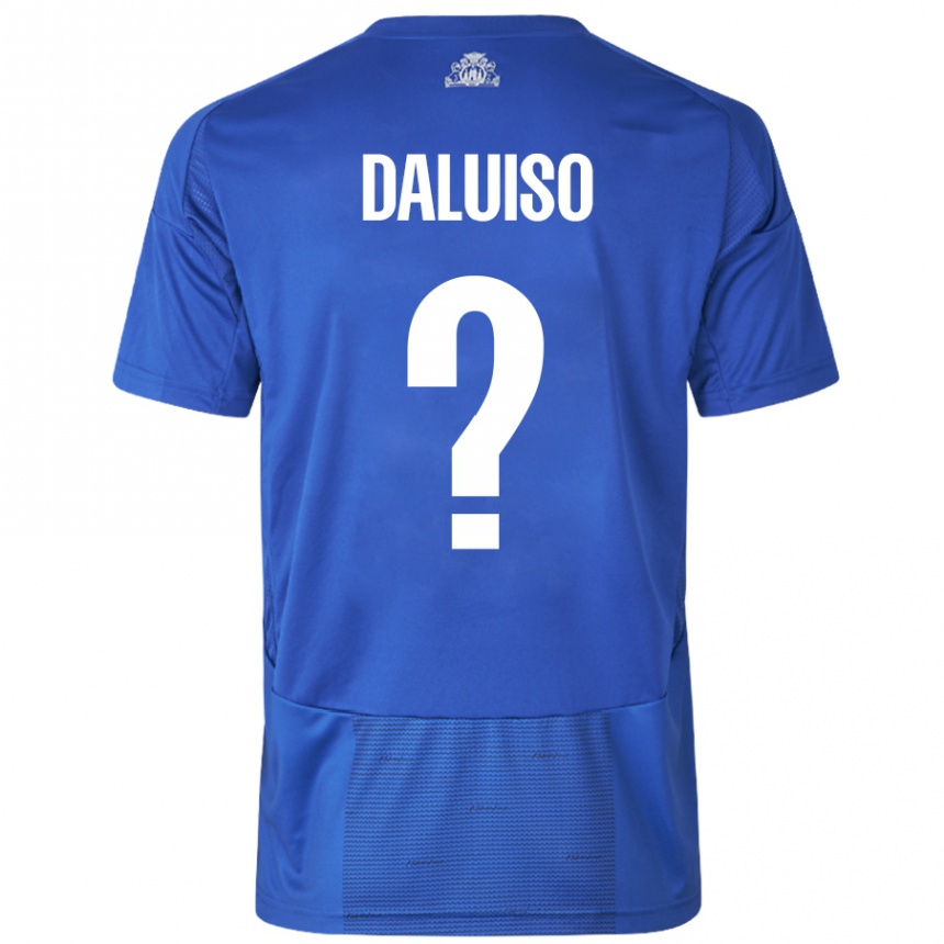 Kids Football Christoffer Daluiso #0 White Blue Away Jersey 2024/25 T-Shirt Nz