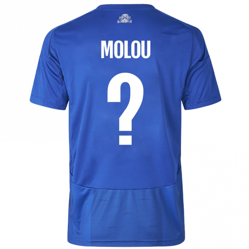 Kids Football Yvann Molou #0 White Blue Away Jersey 2024/25 T-Shirt Nz