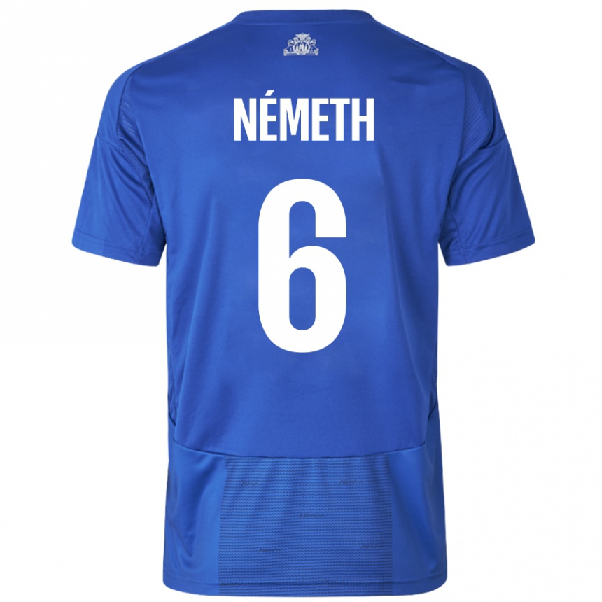 Kids Football Hunor Németh #6 White Blue Away Jersey 2024/25 T-Shirt Nz