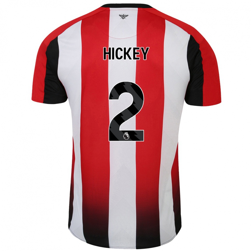 Men Football Aaron Hickey #2 Red White Home Jersey 2024/25 T-Shirt Nz