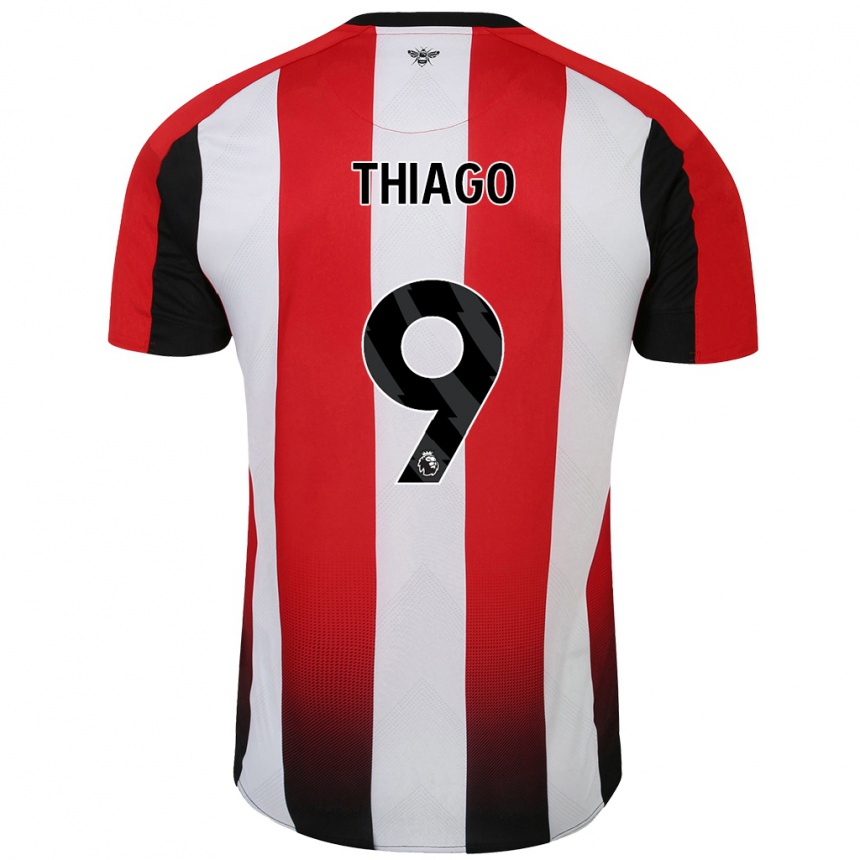 Men Football Igor Thiago #9 Red White Home Jersey 2024/25 T-Shirt Nz