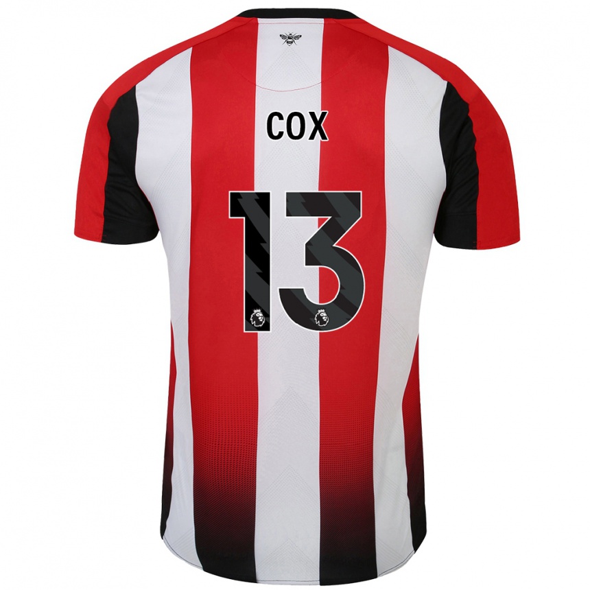 Men Football Matthew Cox #13 Red White Home Jersey 2024/25 T-Shirt Nz