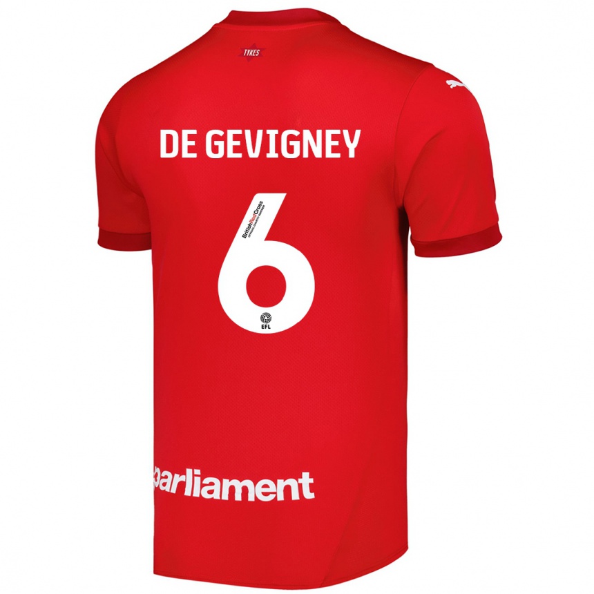 Men Football Maël De Gevigney #6 Red Home Jersey 2024/25 T-Shirt Nz