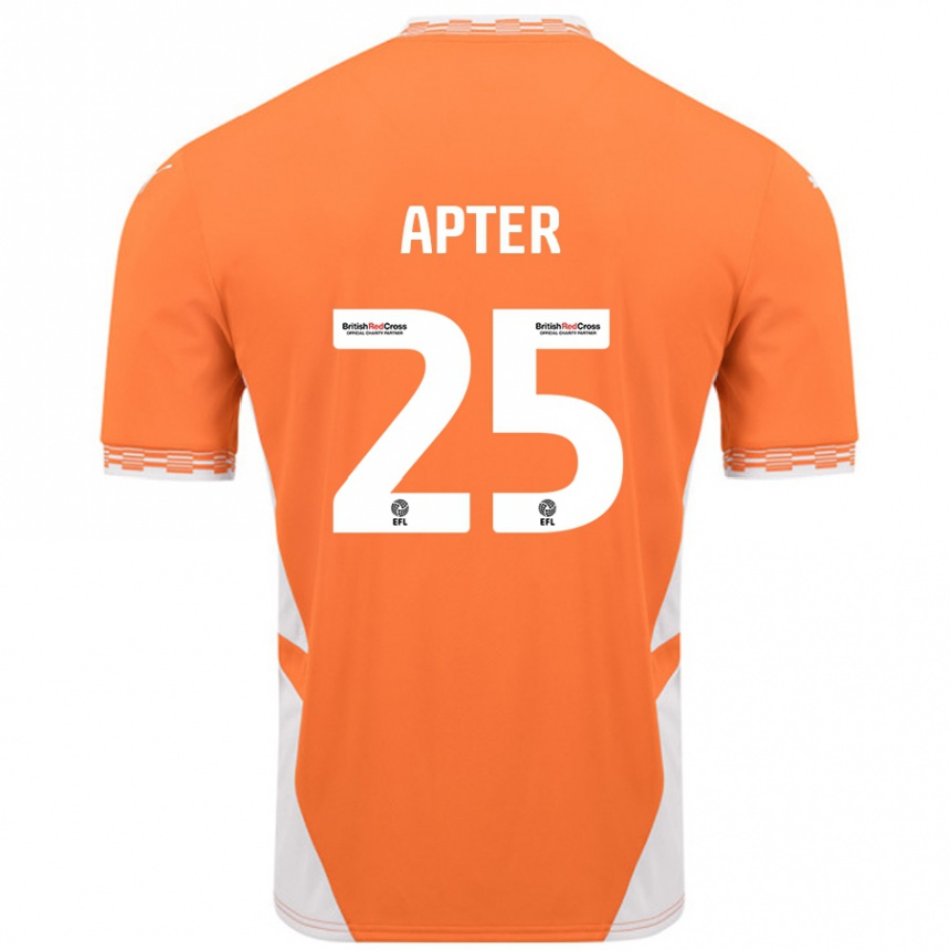 Men Football Rob Apter #25 Orange White Home Jersey 2024/25 T-Shirt Nz