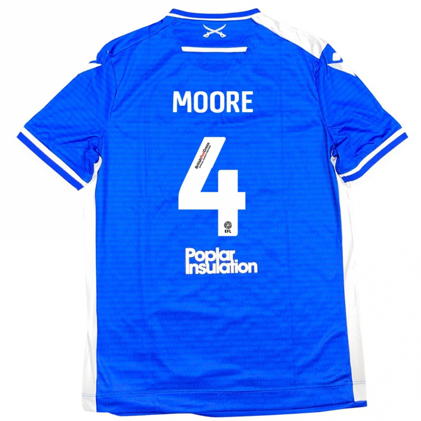 Men Football Taylor Moore #4 Blue White Home Jersey 2024/25 T-Shirt Nz