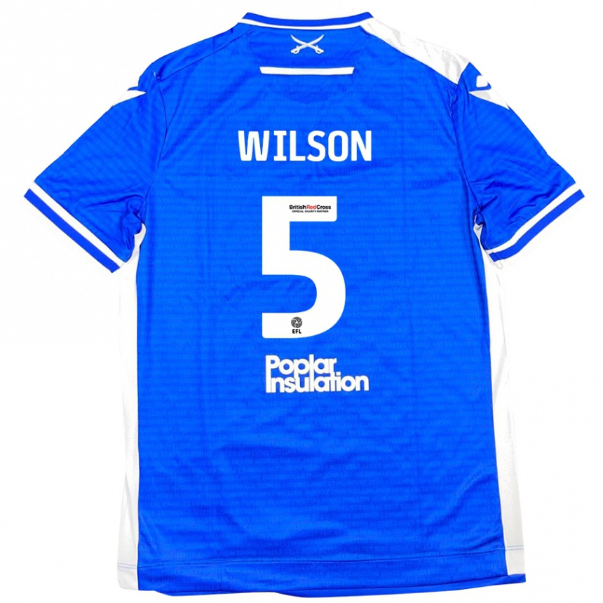 Men Football James Wilson #5 Blue White Home Jersey 2024/25 T-Shirt Nz